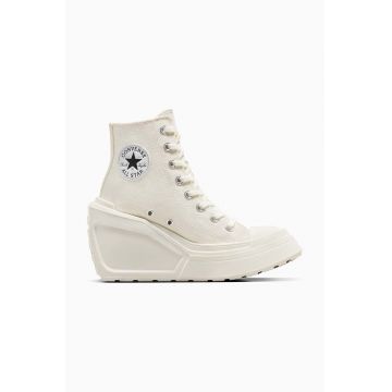 Converse tenisi Chuck 70 De Luxe Wedge femei, culoarea alb, A06479C