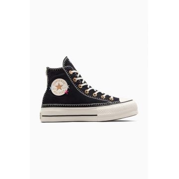 Converse tenisi Chuck Taylor All Star Lift femei, culoarea negru, A08731C