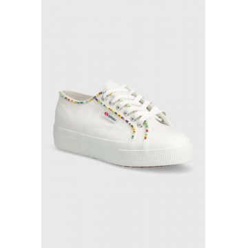 Superga tenisi 2740 MULTICOLOR BEADS femei, culoarea alb, S4131FW