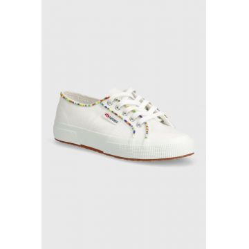 Superga tenisi 2750 MULTICOLOR BEADS femei, culoarea alb, S31352W