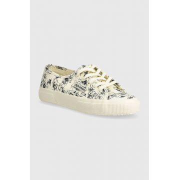 Superga tenisi 2750 SKETCHED FLOWERS femei, culoarea bej, S6122NW