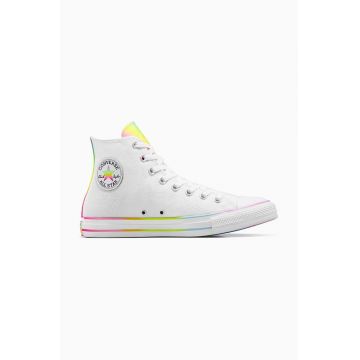 Converse tenisi Chuck Taylor All Star Hi Pride femei, culoarea alb, A10216C