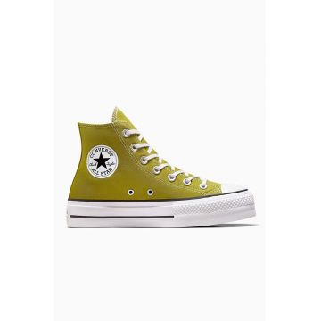 Converse tenisi Chuck Taylor All Star Lift femei, culoarea verde, A08286C