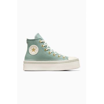 Converse tenisi Chuck Taylor All Star Modern Lift femei, culoarea verde, A07547C