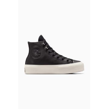 Converse tenisi de piele Chuck Taylor All Star Lift culoarea negru, A08312C