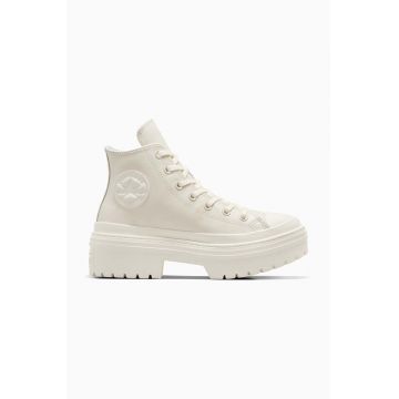 Converse tenisi de piele Chuck Taylor All Star Lugged Heel femei, culoarea alb, A10370C