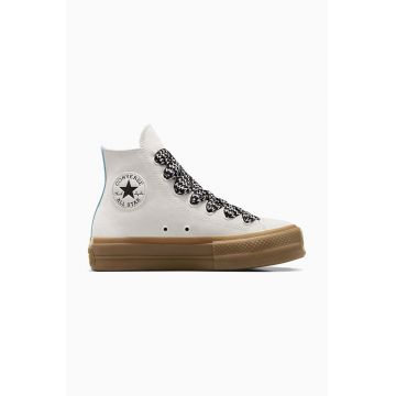 Converse tenisi din piele intoarsa Chuck Taylor All Star Lift culoarea alb, A10414C