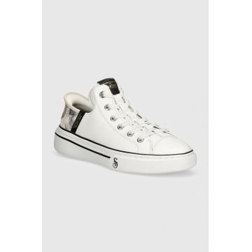 Skechers tenisi de piele SKECHERS X SNOOP DOGG barbati, culoarea alb