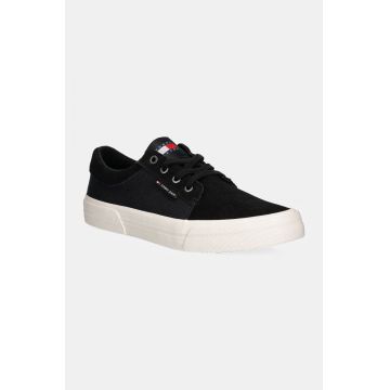 Tommy Jeans tenisi TJM VULC. SKATER MIX MATERIAL barbati, culoarea negru, EM0EM01456