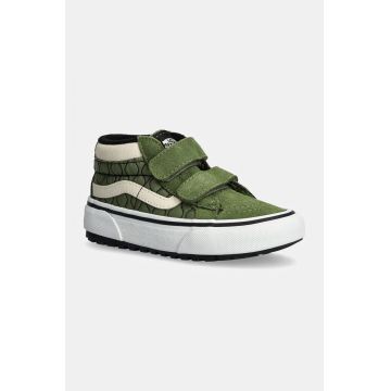 Vans adidasi de piele intoarsa pentru copii MTE SK8-Mid Reissue culoarea verde, VN000D10V0N1